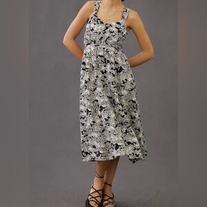 By Anthropologie Printed Midi Dress - Size 2X - white /black floral